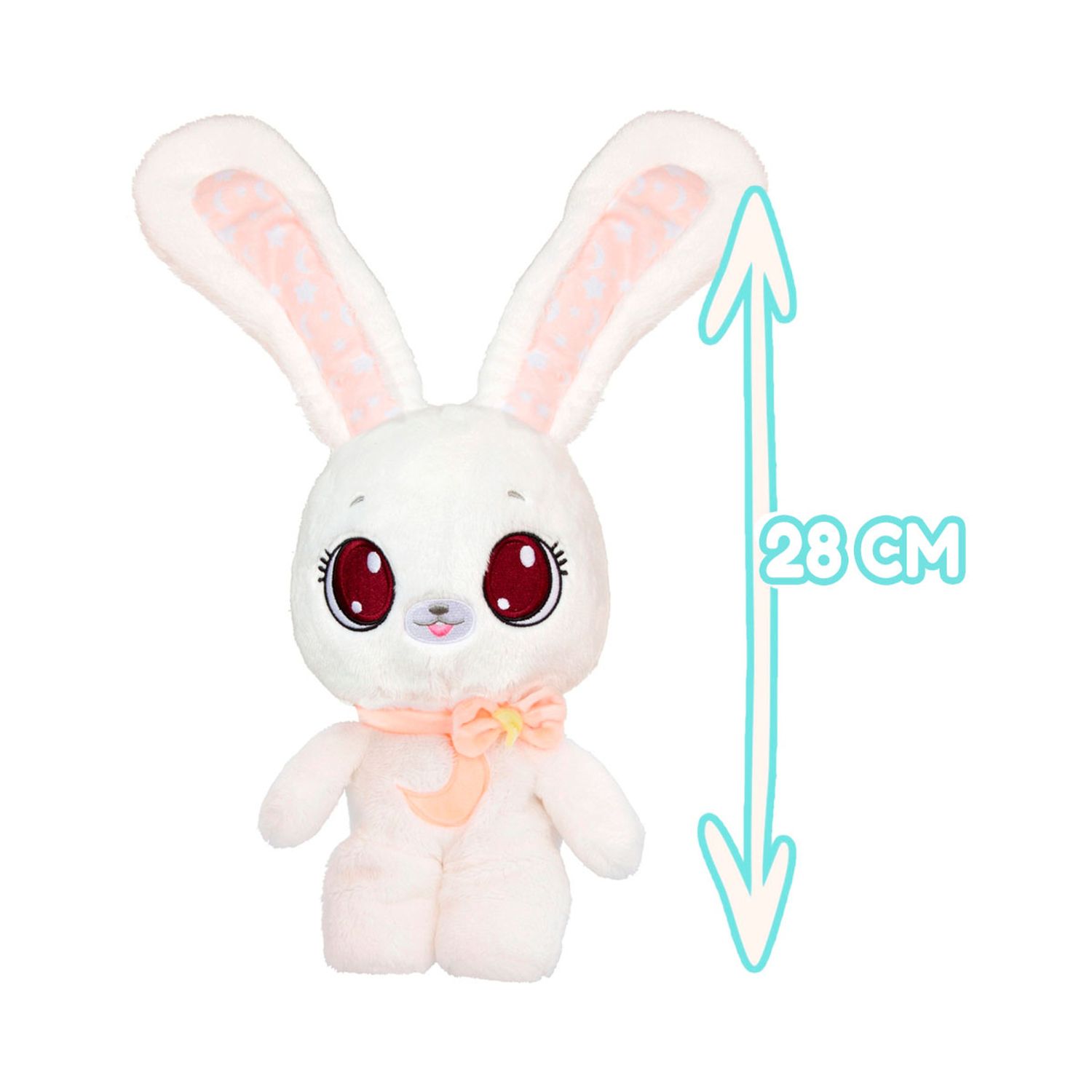 Jucarie de plus Peekapets Iepuras alb cu urechi mobile 28 cm fotografia produsului View 5 L