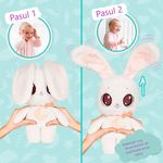 Jucarie de plus Peekapets Iepuras alb cu urechi mobile 28 cm fotografia produsului View 6 S