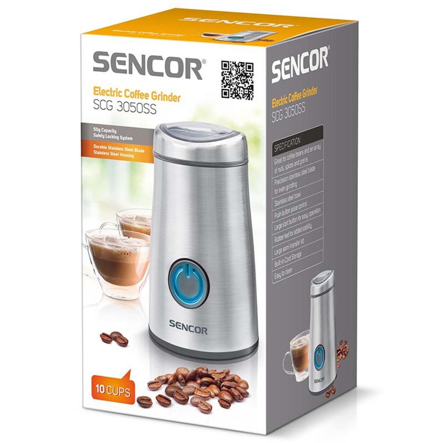 Rasnita Cafea, Capacitate 50 g, 150 w, Inox, Sencor fotografia produsului View 3 L