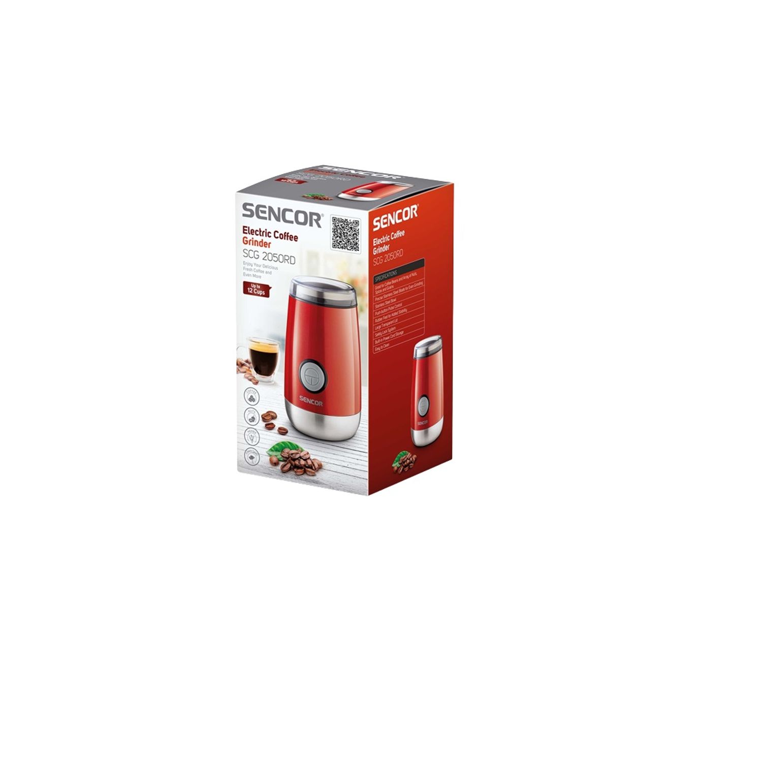 Rasnita Cafea 150 W, Capacitate 60 g,  Sencor, Rosu Argintiu fotografia produsului View 5 L