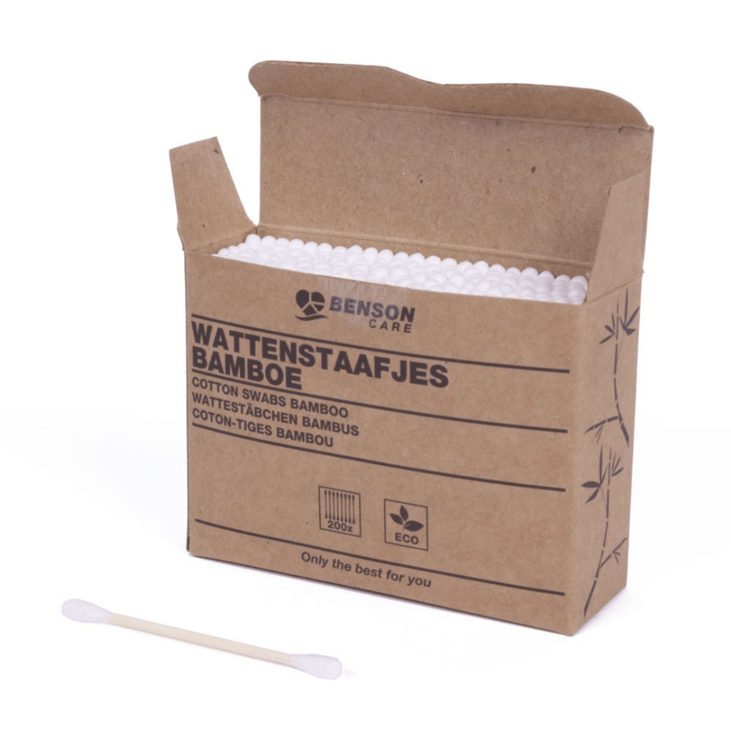 Pachet 200 bucati betisoare de urechi din bambus si bumbac, biodegradabile fotografia produsului