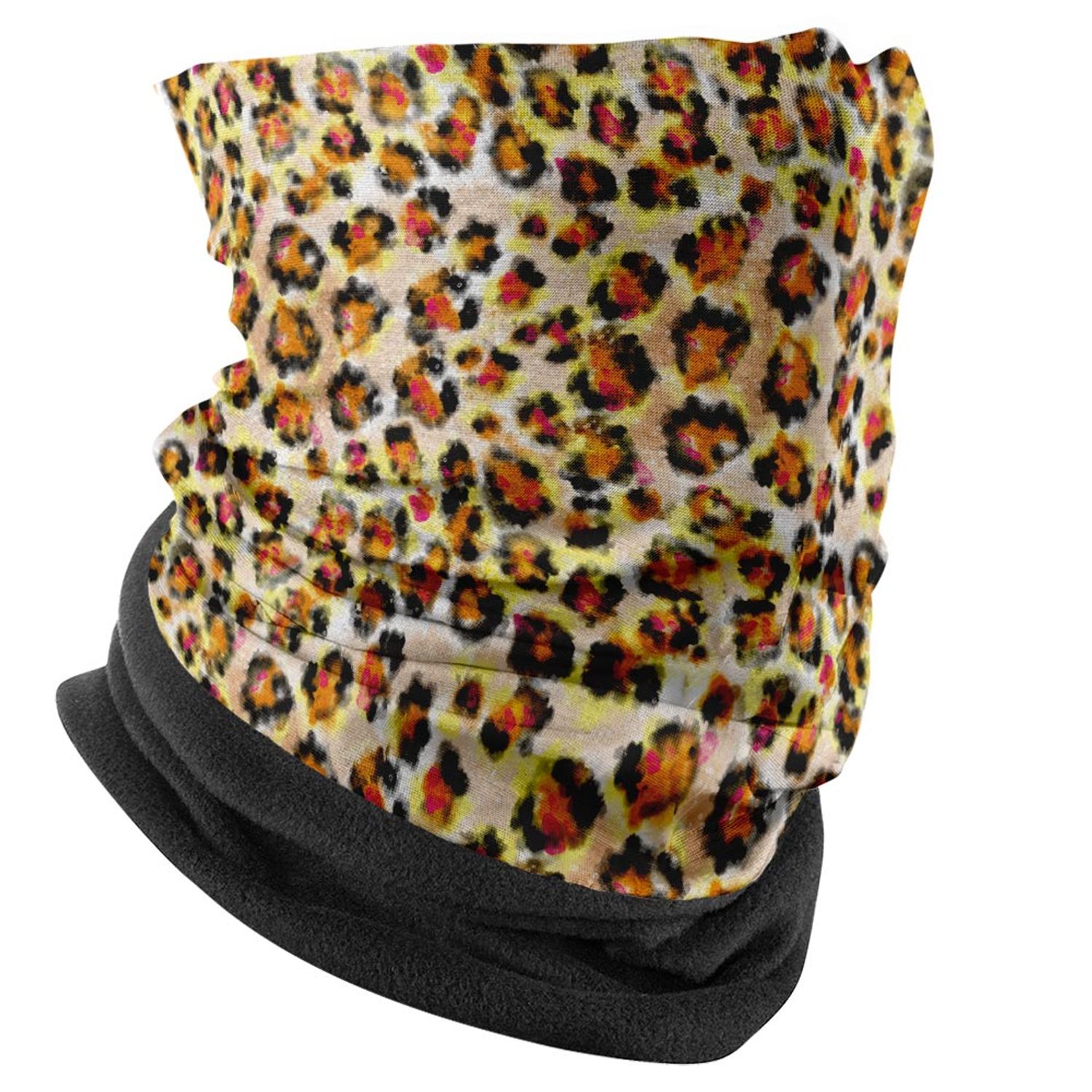Esarfa Circulara tip Guler Handmade cu Polar pentru Vreme Rece, Animal Print Leopard, Multicolor, 60x25 cm fotografia produsului