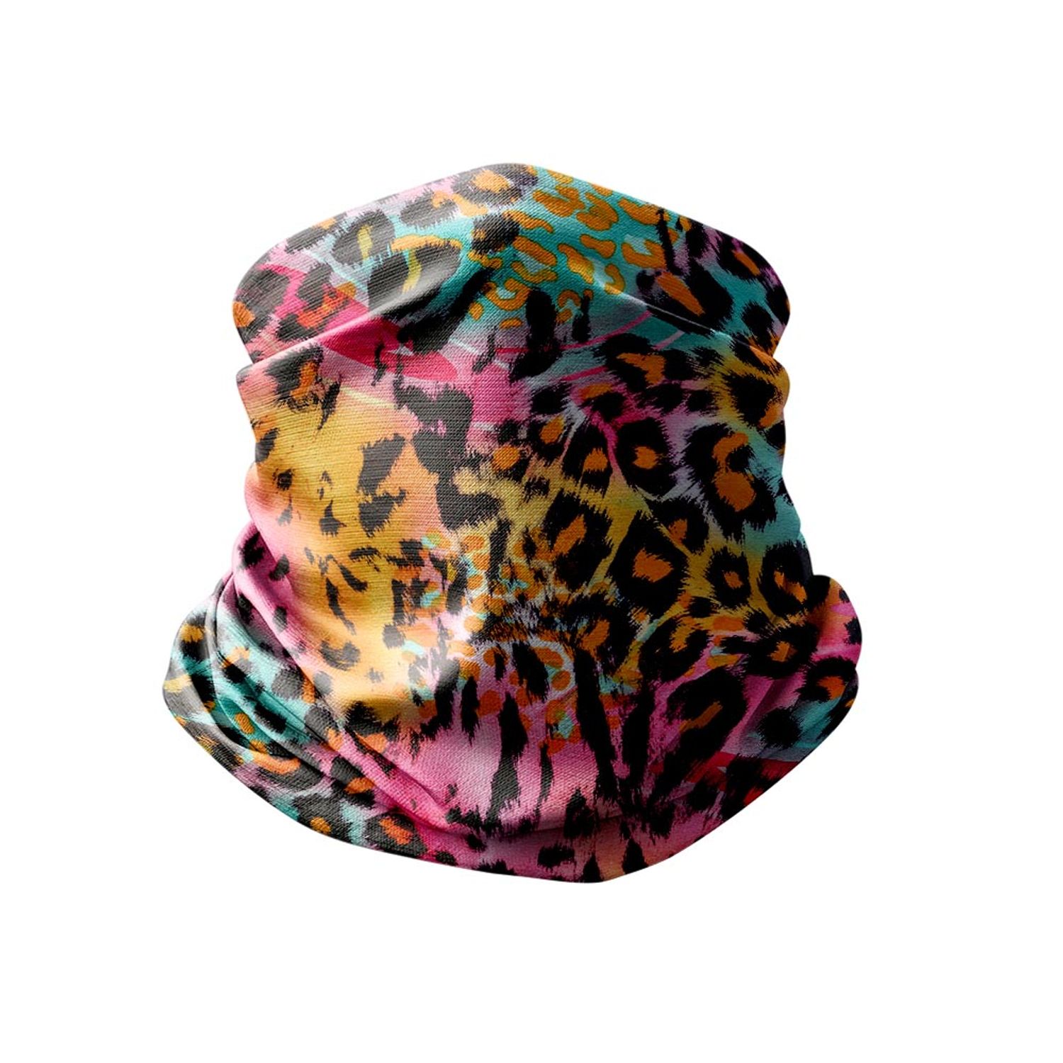 Esarfa Circulara tip Guler Handmade pentru Toate Sezoanele, Animal Print Leopard Multicolor, Multicolor, 40x25 cm fotografia produsului