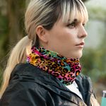 Esarfa Circulara tip Guler Handmade pentru Toate Sezoanele, Animal Print Leopard Multicolor, Multicolor, 40x25 cm fotografia produsului View 4 S