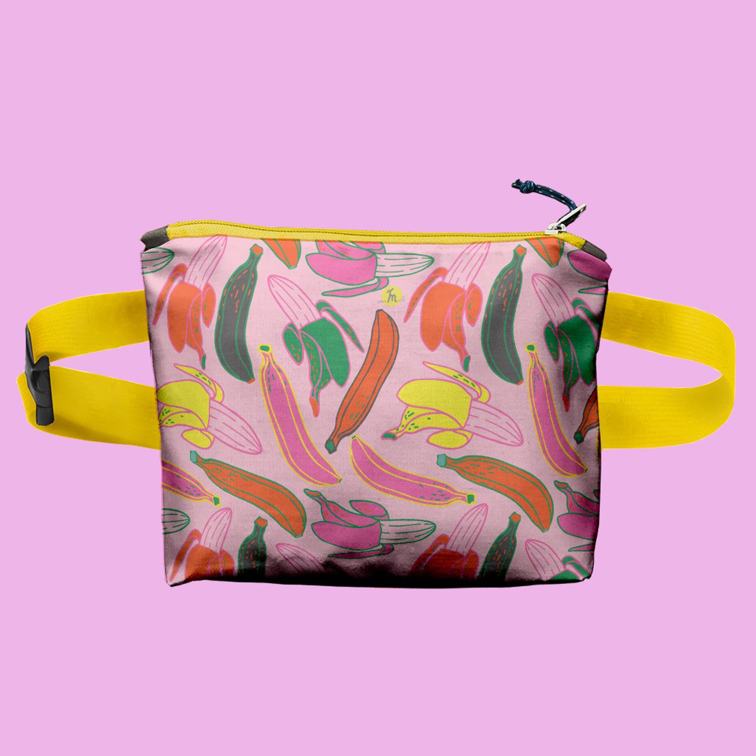 Borseta Handmade Fanny Pack, Pattern cu Banane, Multicolor, 22x19 cm fotografia produsului View 5 L