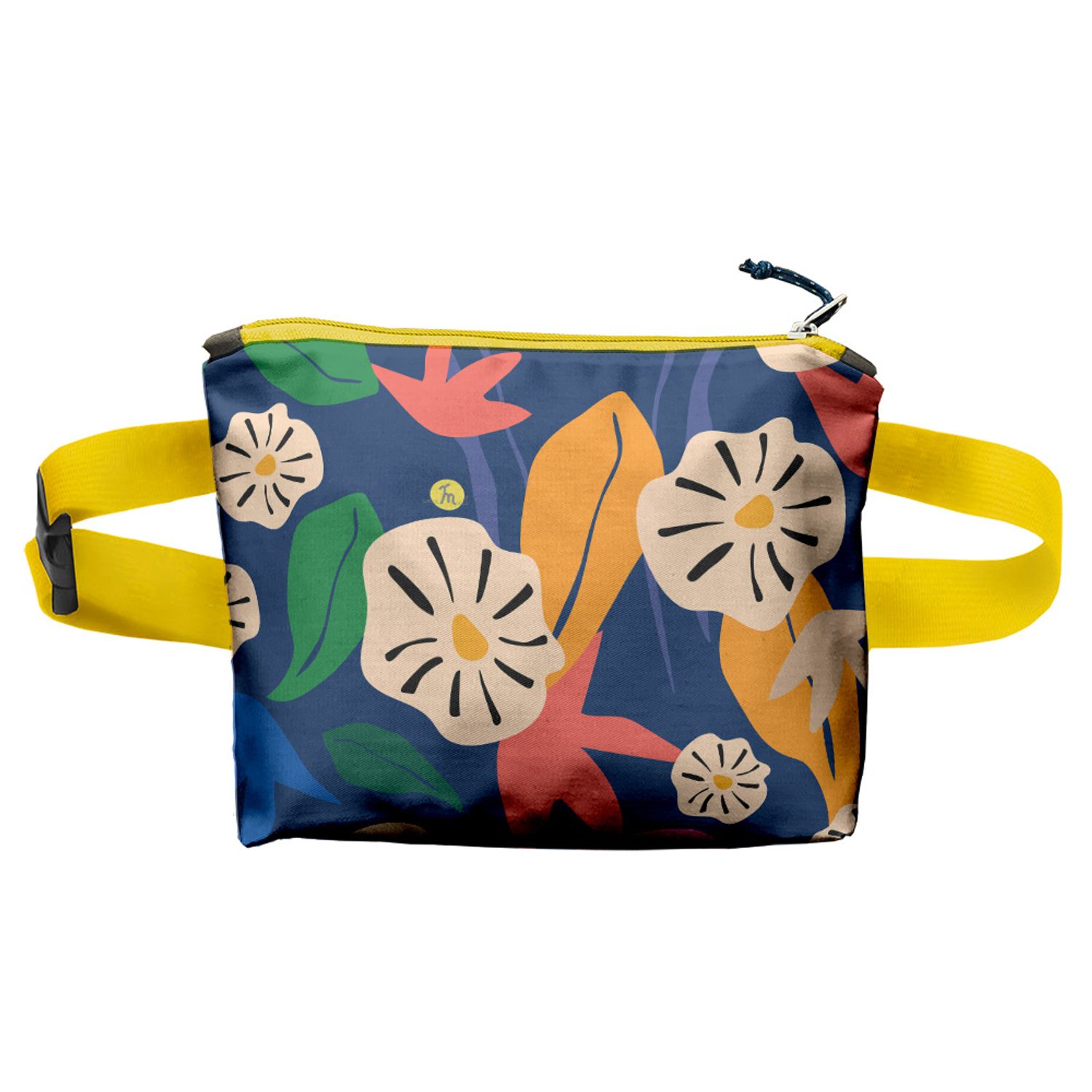 Borseta Handmade Fanny Pack, Pattern cu Flori Hawaiene, Multicolor, 22x19 cm fotografia produsului