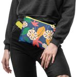 Borseta Handmade Fanny Pack, Pattern cu Flori Hawaiene, Multicolor, 22x19 cm fotografia produsului View 3 S