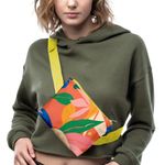 Borseta Handmade Fanny Pack, Pattern cu Frunze Exotice, Multicolor, 22x19 cm fotografia produsului View 2 S