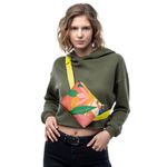 Borseta Handmade Fanny Pack, Pattern cu Frunze Exotice, Multicolor, 22x19 cm fotografia produsului View 4 S