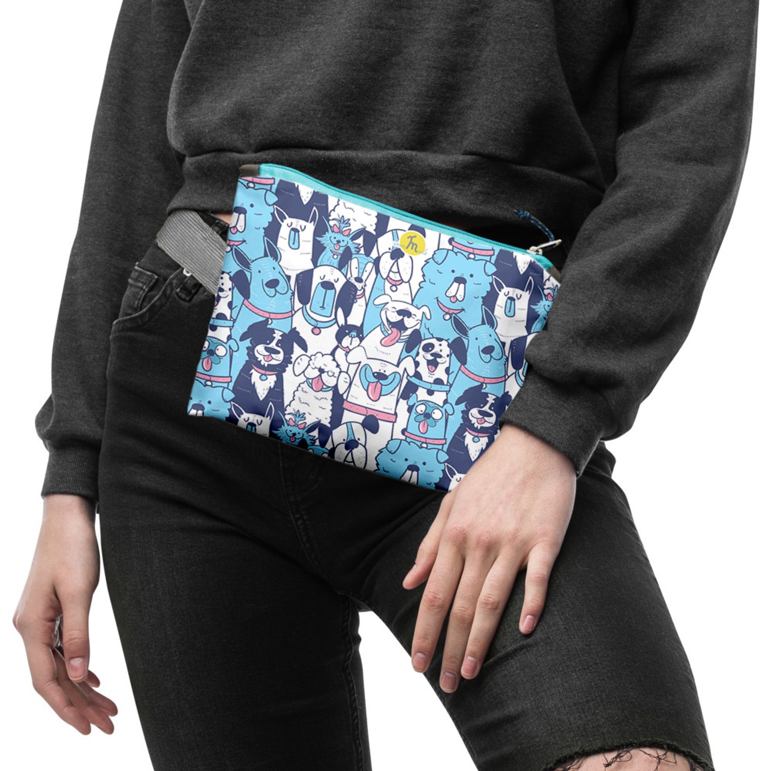 Borseta Handmade Fanny Pack, Caini de Diferite Rase, Multicolor, 22x19 cm fotografia produsului View 2 L