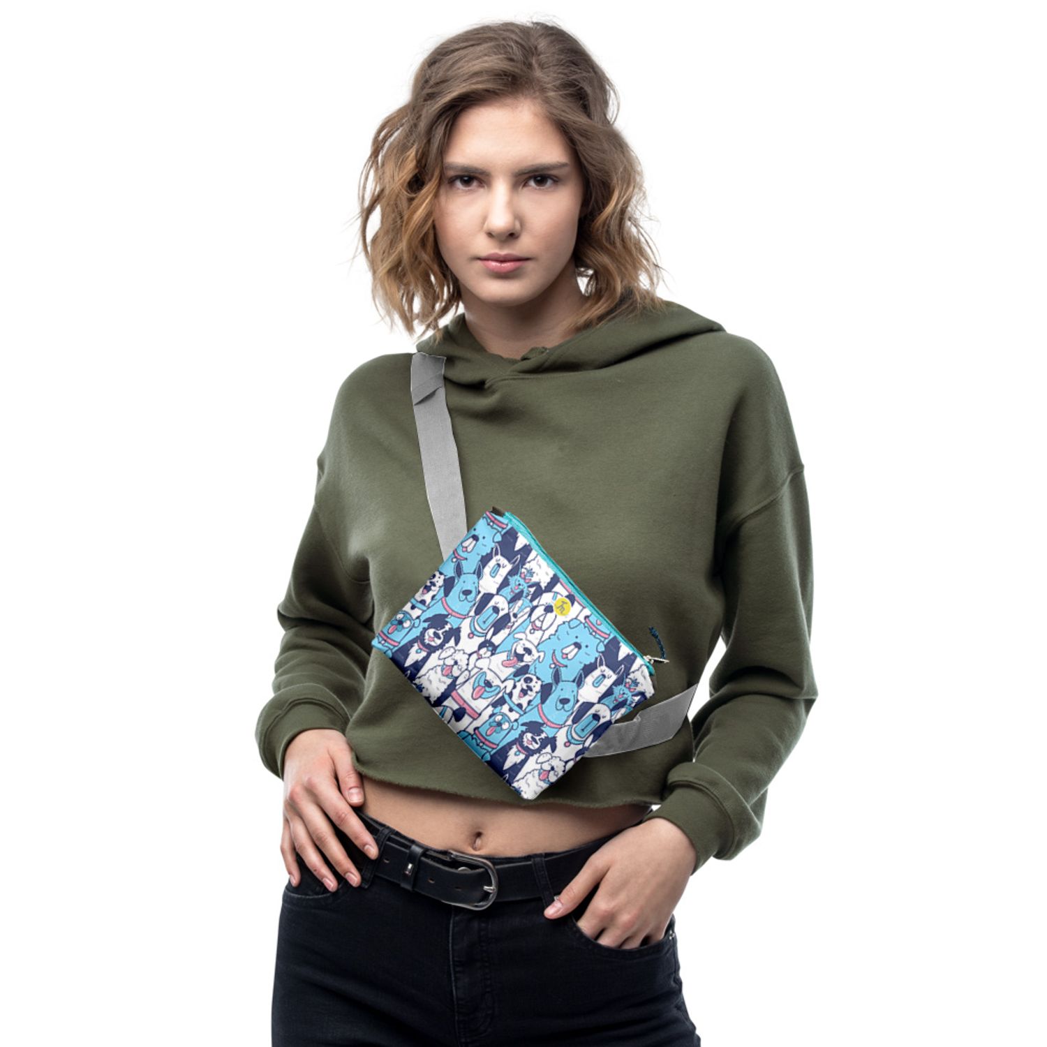 Borseta Handmade Fanny Pack, Caini de Diferite Rase, Multicolor, 22x19 cm fotografia produsului View 4 L