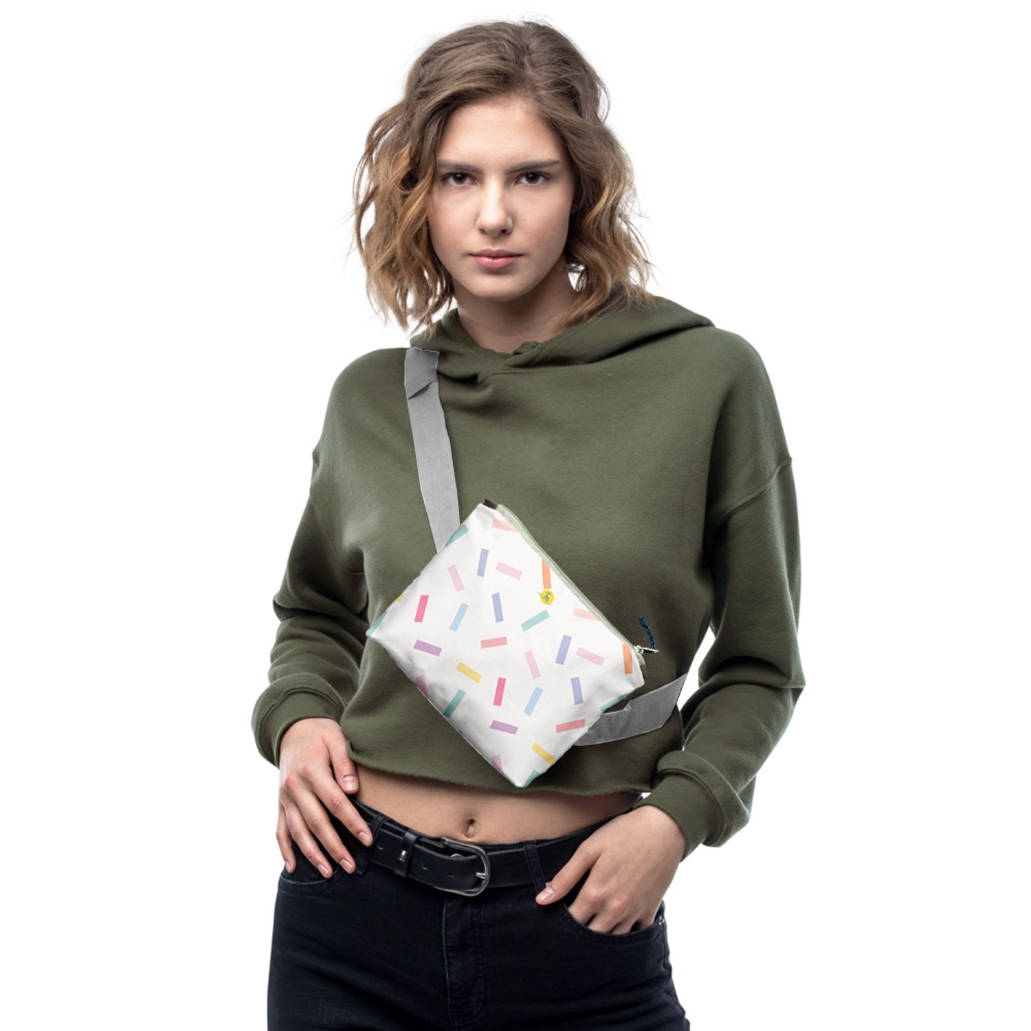 Borseta Handmade Fanny Pack, Abstract Confetti, Multicolor, 22x19 cm fotografia produsului View 4 L
