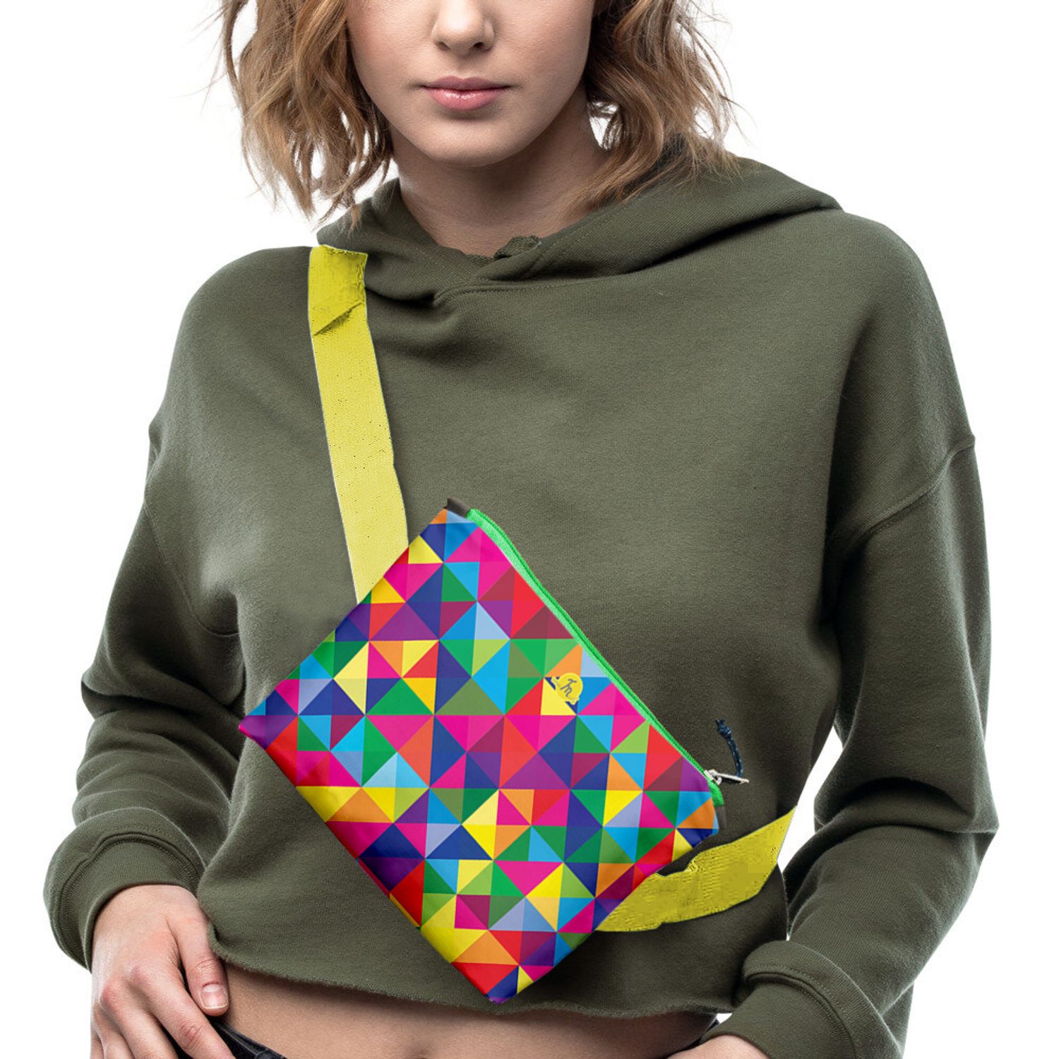 Borseta Handmade Fanny Pack, Abstract Rubix Cube, Multicolor, 22x19 cm fotografia produsului View 2 L