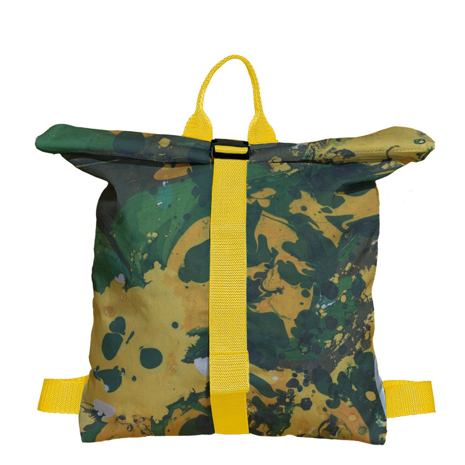 Rucsac Handmade tip Backpack, Padure Tropicala Verde Abstracta, Multicolor, 45x37 cm fotografia produsului