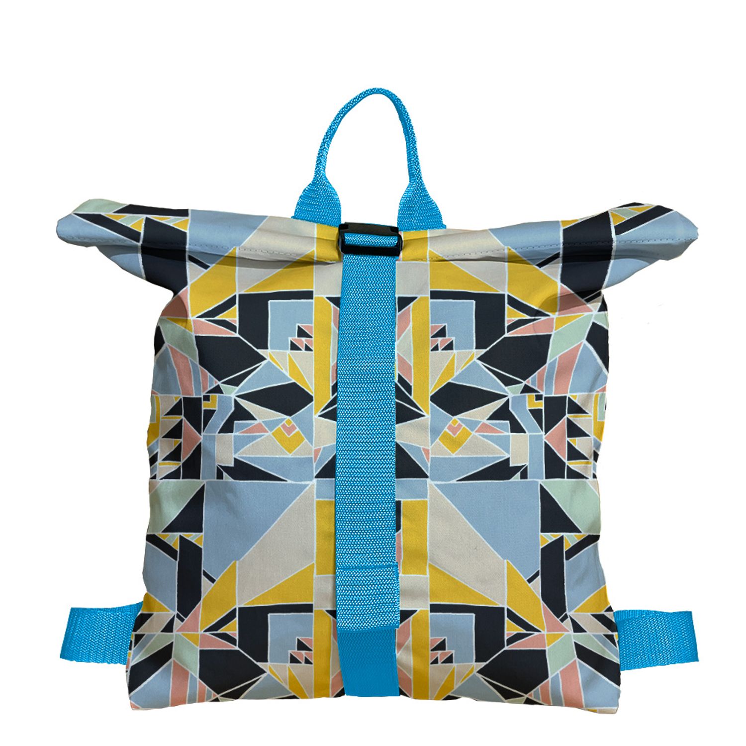 Rucsac Handmade tip Backpack, Patrate Color in Stroboscop, Multicolor, 45x37 cm fotografia produsului