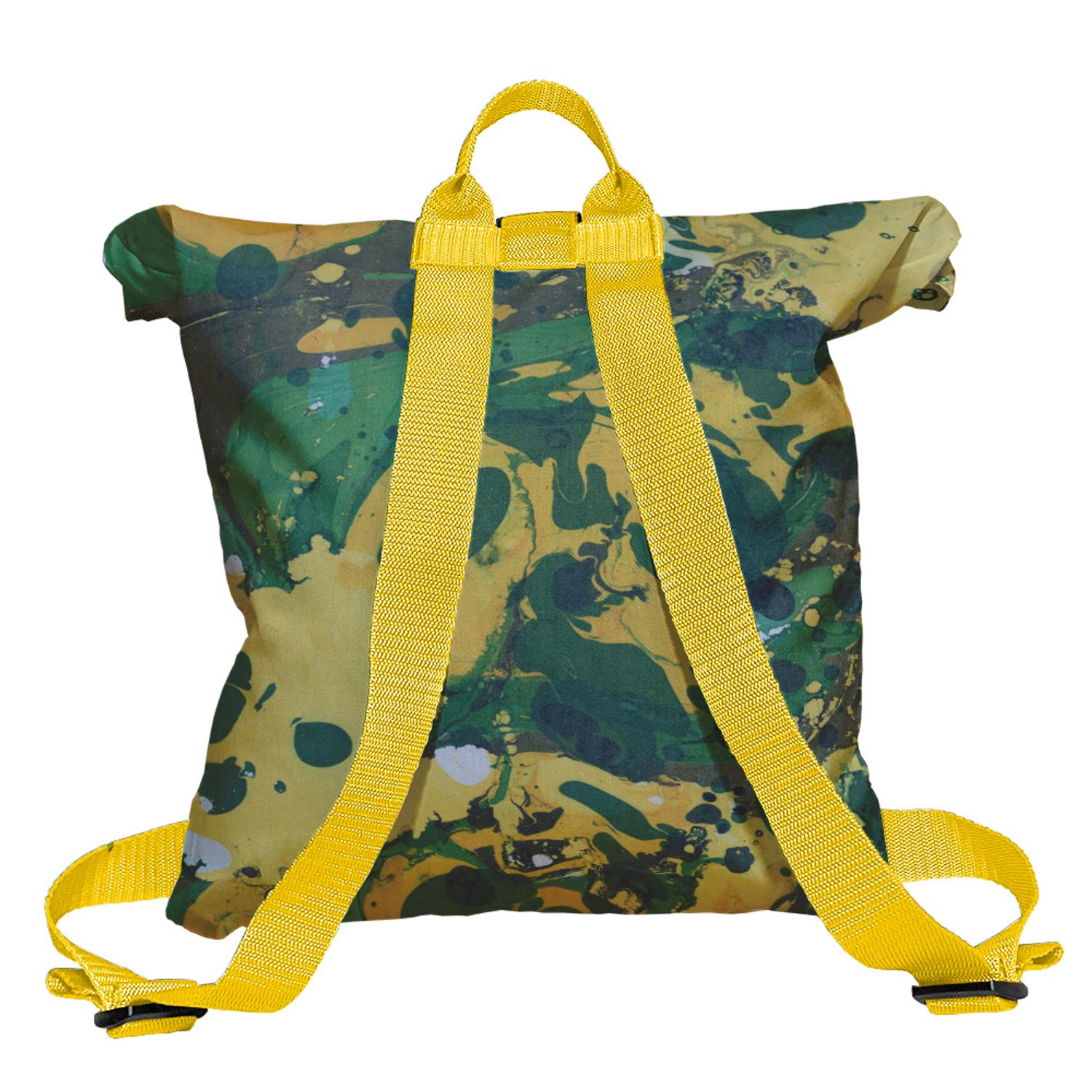 Rucsac Handmade tip Backpack, Padure Tropicala Verde Abstracta, Multicolor, 45x37 cm fotografia produsului View 2 L