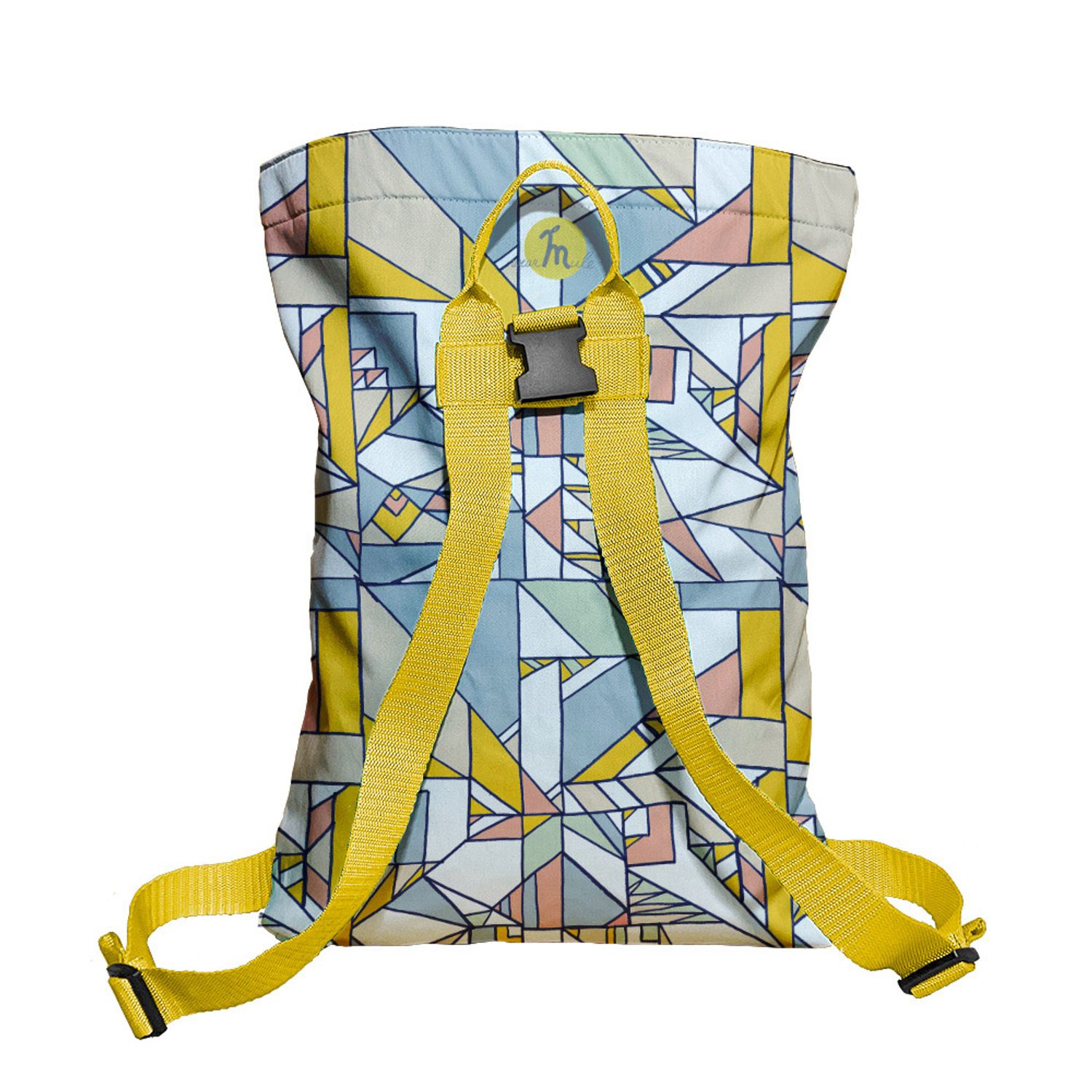 Rucsac Handmade tip Backpack, Patrate Abstract in Culori Calme, Multicolor, 45x37 cm fotografia produsului View 4 L