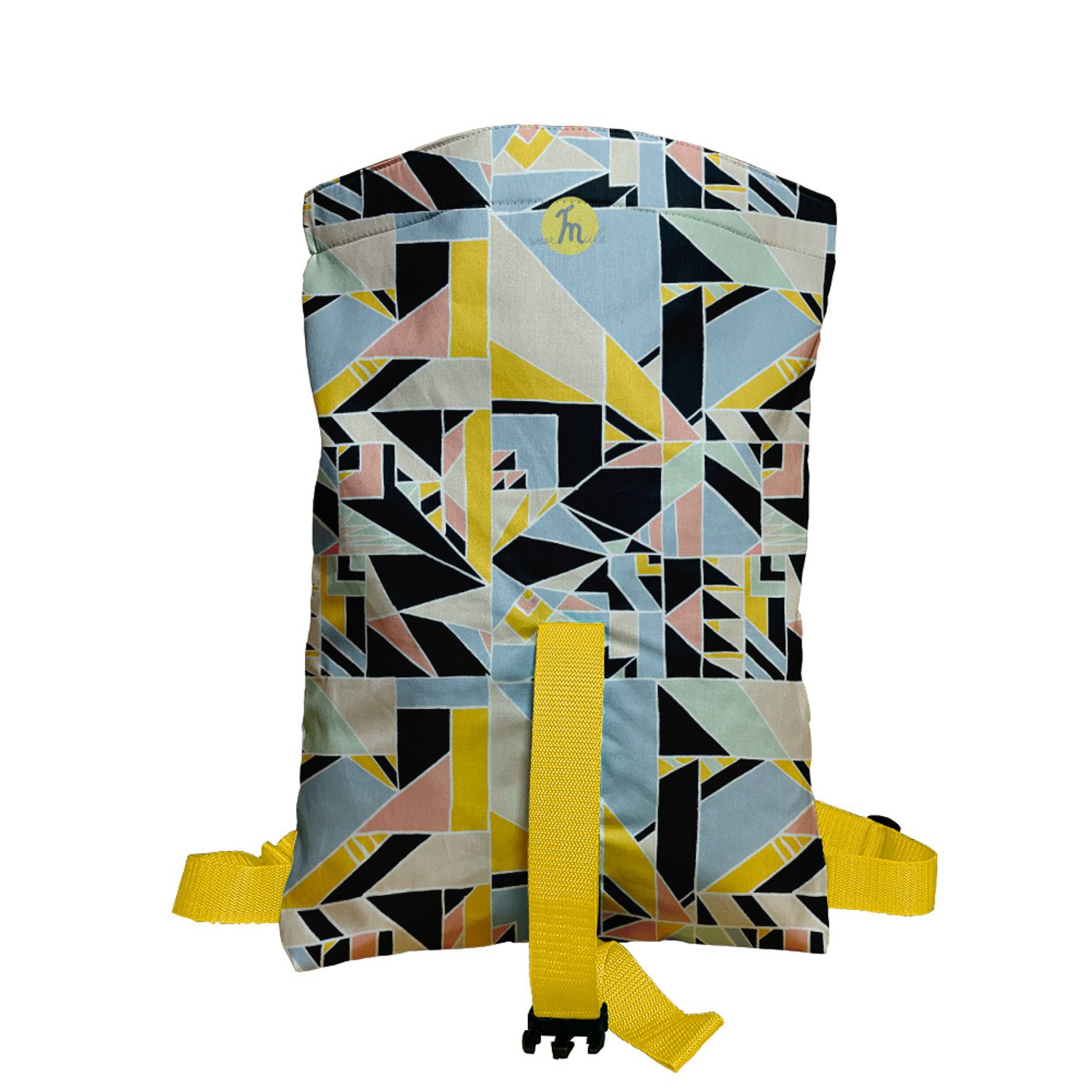 Rucsac Handmade tip Backpack, Motiv Geometric si Metri Patrati, Multicolor, 45x37 cm fotografia produsului View 3 L
