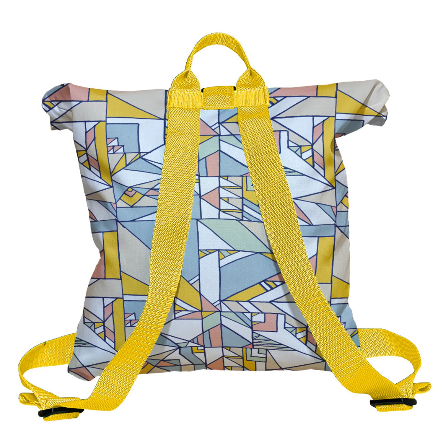 Rucsac Handmade tip Backpack, Patrate Abstract in Culori Calme, Multicolor, 45x37 cm fotografia produsului View 2 L