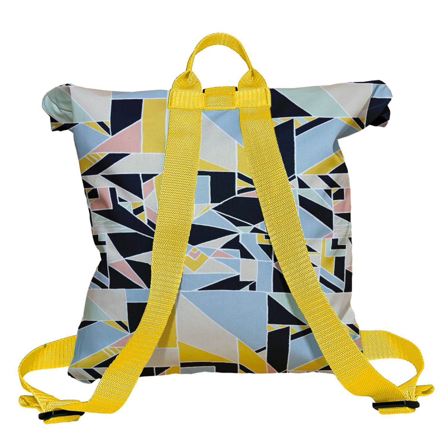 Rucsac Handmade tip Backpack, Motiv Geometric si Metri Patrati, Multicolor, 45x37 cm fotografia produsului View 2 L