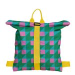 Rucsac Handmade Backpack Abstract, Patrate si Volume, Multicolor, 45x37 cm fotografia produsului