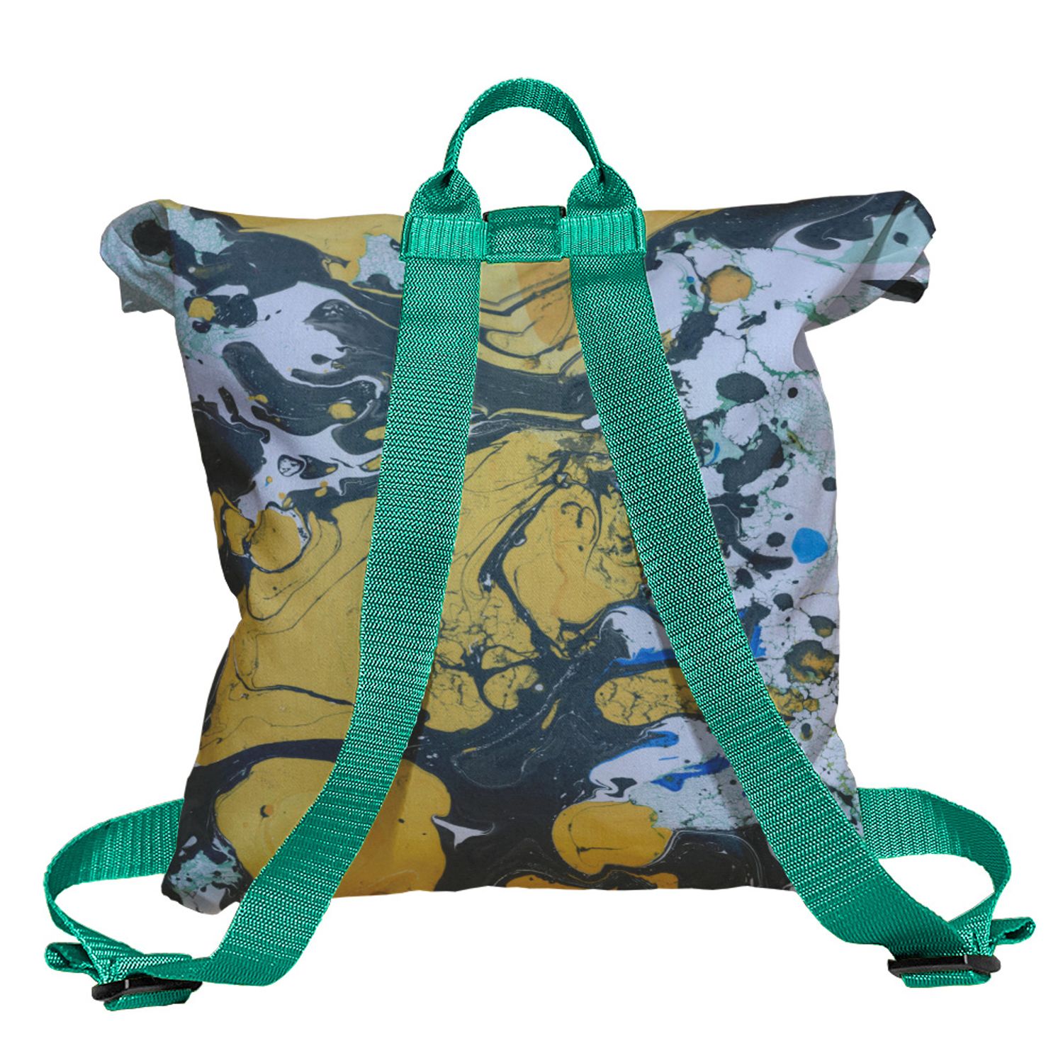 Rucsac Handmade tip Backpack, Fum Galben Abstract, Multicolor, 45x37 cm fotografia produsului View 2 L