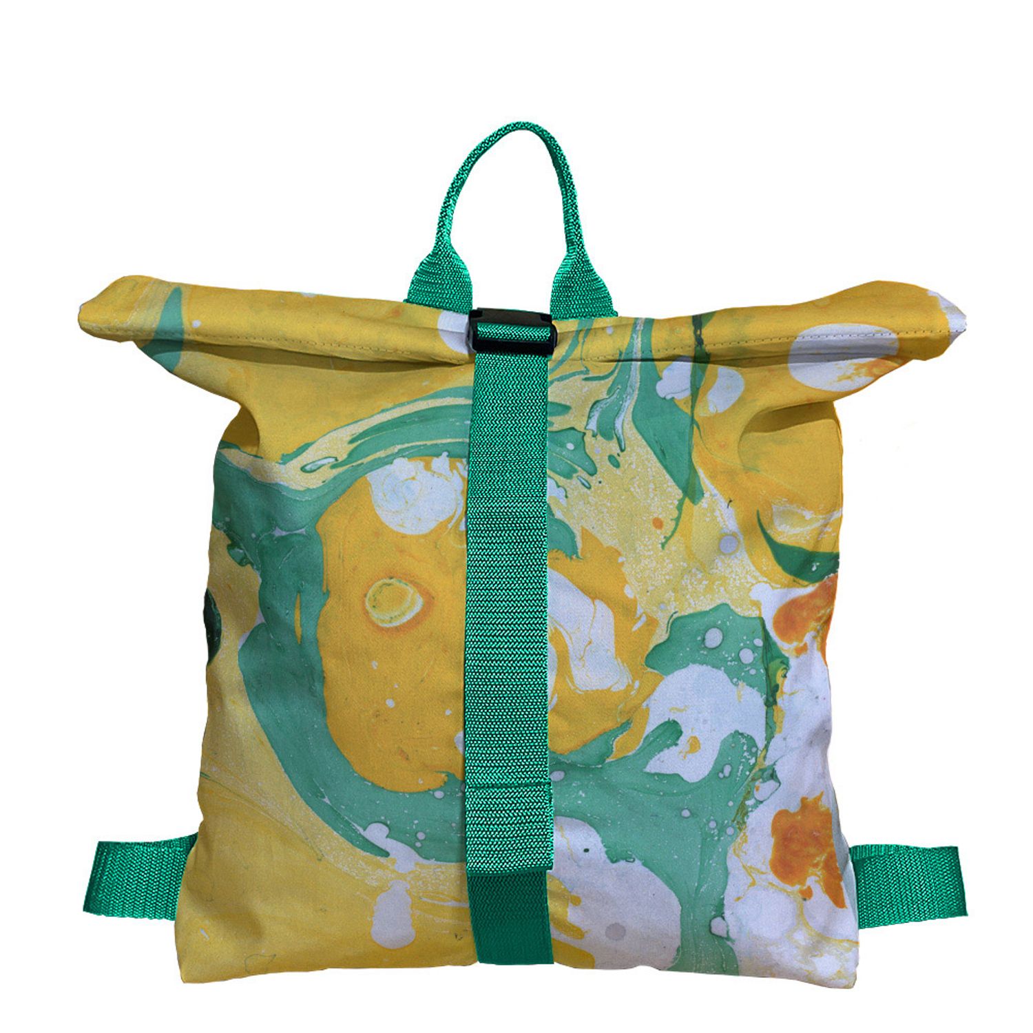 Rucsac Handmade tip Backpack, Limonada cu Lamai si Lime, Multicolor, 45x37 cm fotografia produsului