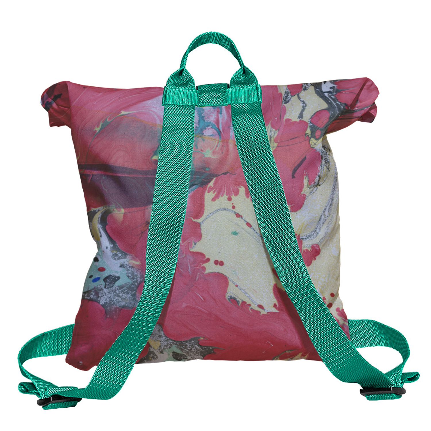 Rucsac Handmade tip Backpack, Rosu Intens Abstract, Multicolor, 45x37 cm fotografia produsului View 2 L