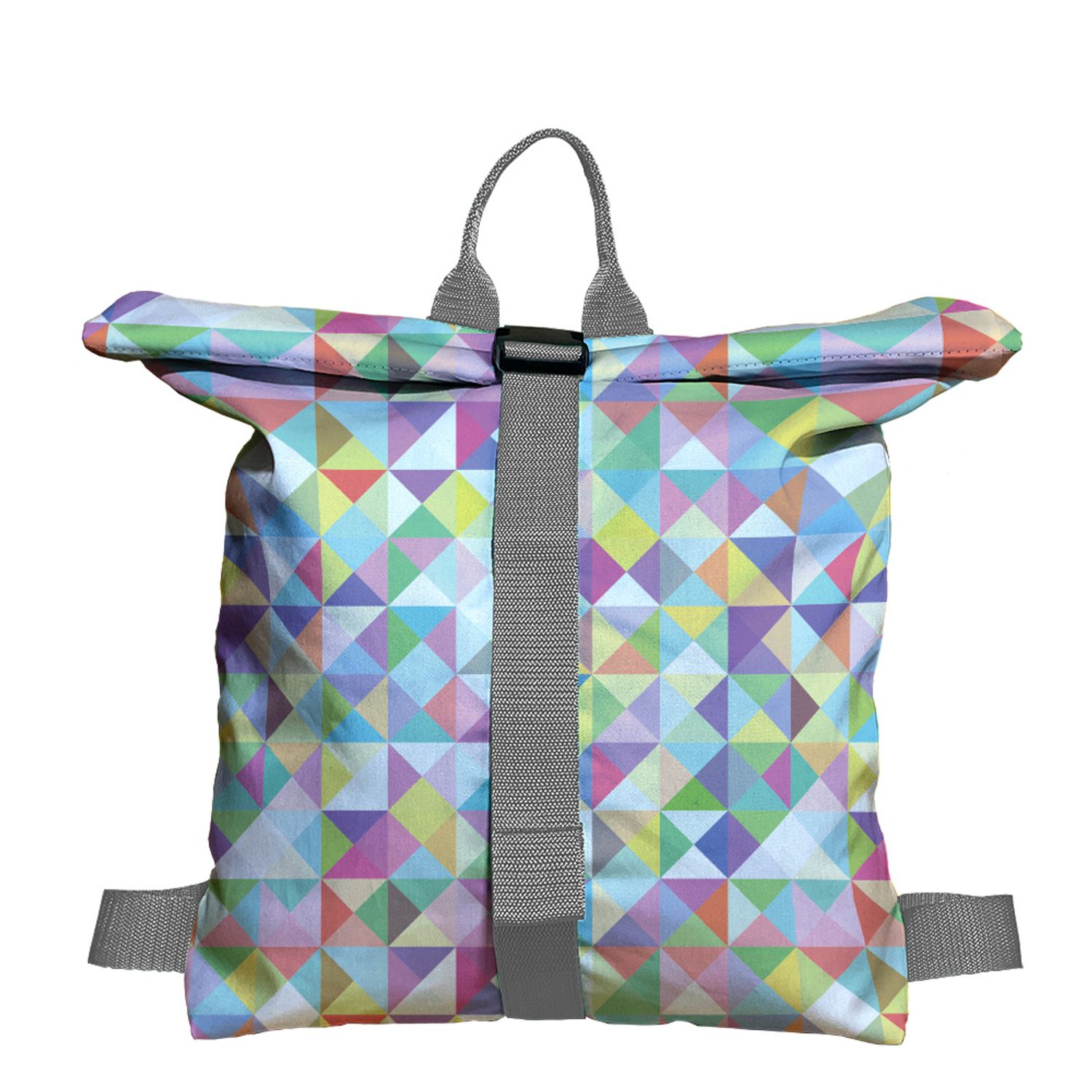 Rucsac Handmade Backpack Abstract, Abundenta de Triunghiuri Subtile, Multicolor, 45x37 cm fotografia produsului