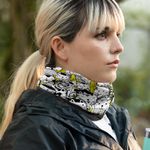 Esarfa Circulara tip Guler Handmade cu Polar pentru Vreme Rece, Pisici cu Galben, Multicolor, 60x25 cm fotografia produsului View 4 S