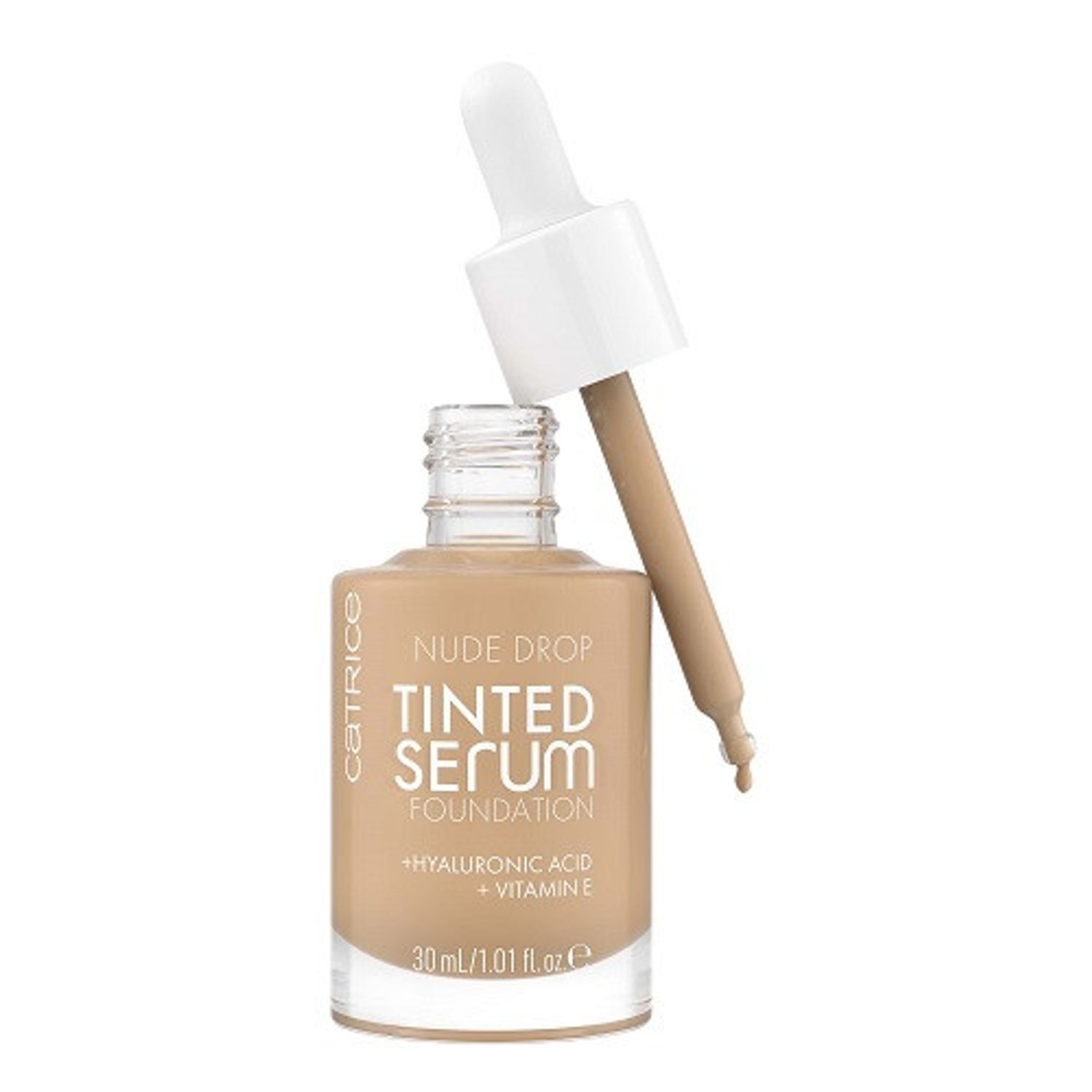 Fond de ten, Catrice, Nude Drop Tinted Serum, Acid Hialuronic si Vitamina E, 030N, 30 ml fotografia produsului
