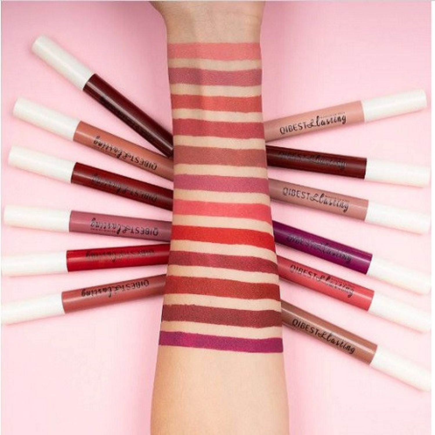 Set 12 Rujuri Lichide Mate, Qibest, Silky Long Lasting, Multicolor, 01 fotografia produsului View 4 L