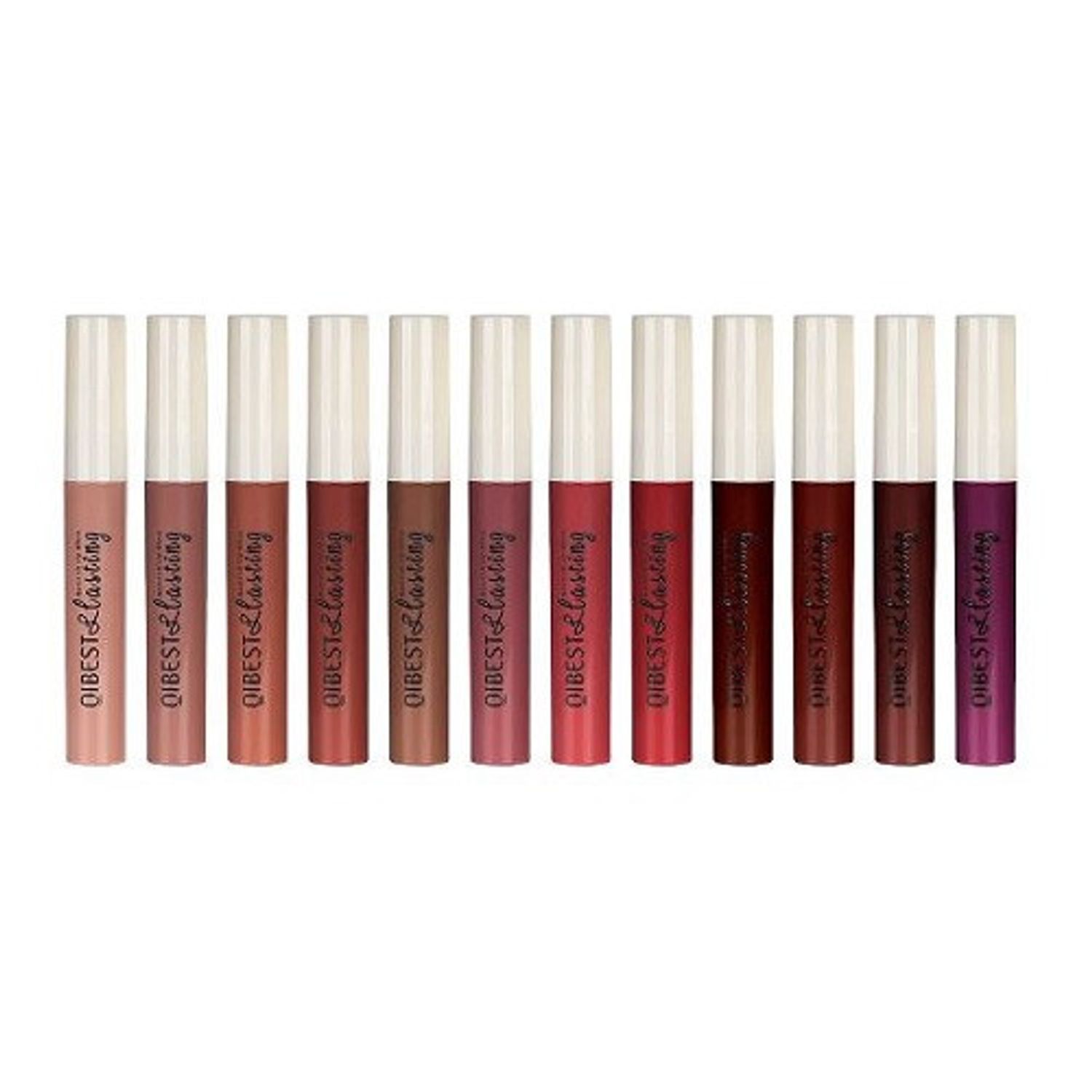 Set 12 Rujuri Lichide Mate, Qibest, Silky Long Lasting, Multicolor, 01 fotografia produsului
