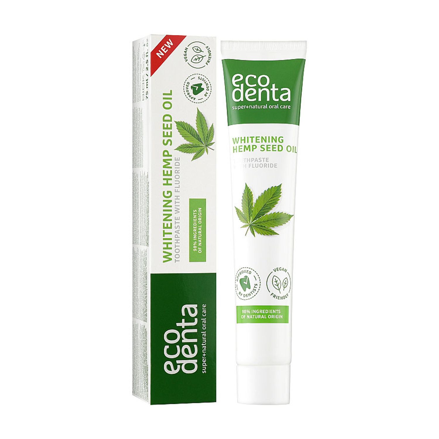 Pasta de Dinti pentru Albire cu Ulei din Seminte de Canepa, Ecodenta, 75 ml fotografia produsului View 2 L