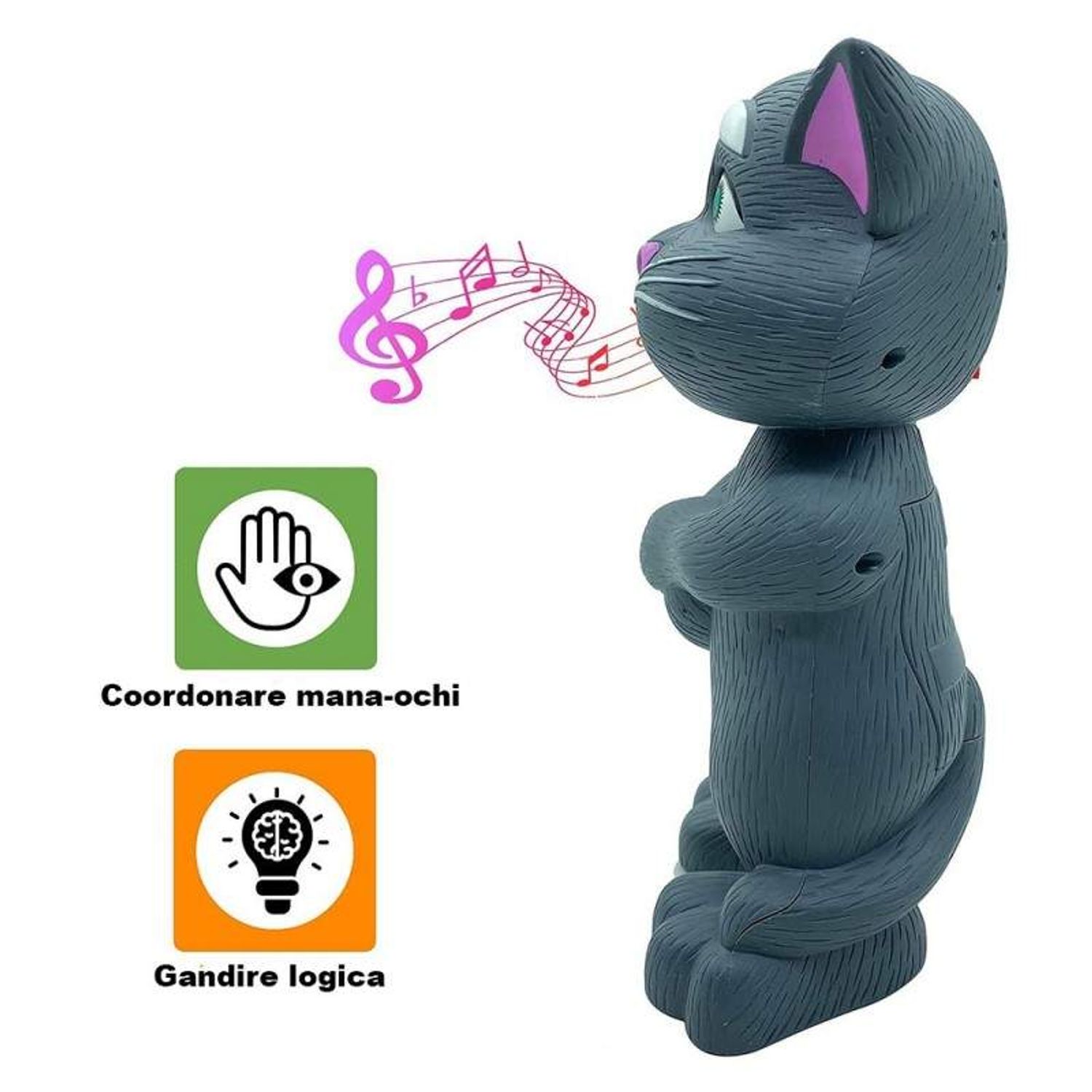 Jucarie Inteligenta Talking Tom SIKS, cu Sunet, Gri, 20 cm fotografia produsului View 3 L