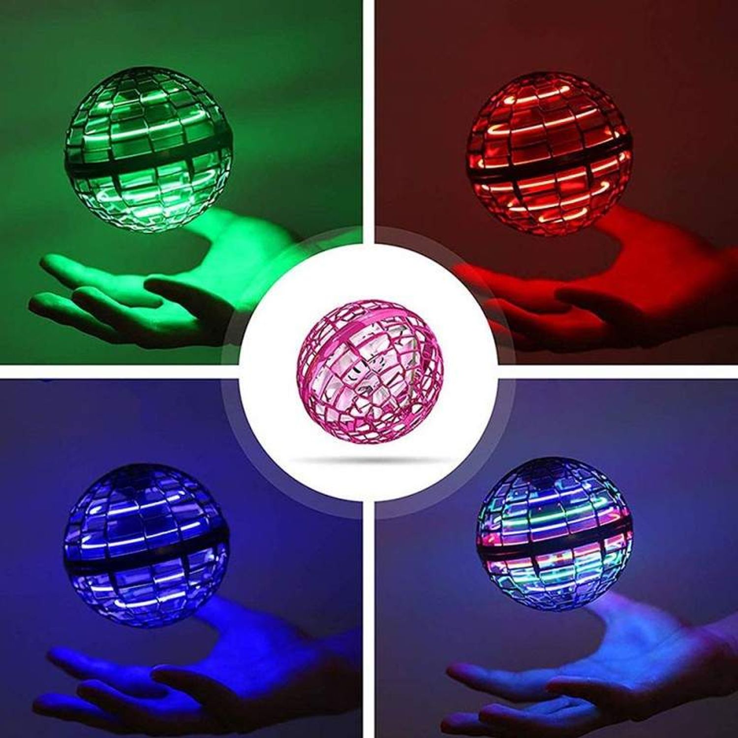Minge Zburatoare SIKS Cu LED-uri, Tip Drona In Forma De Glob, Incarcare USB, Cu Controller, Roz fotografia produsului View 4 L