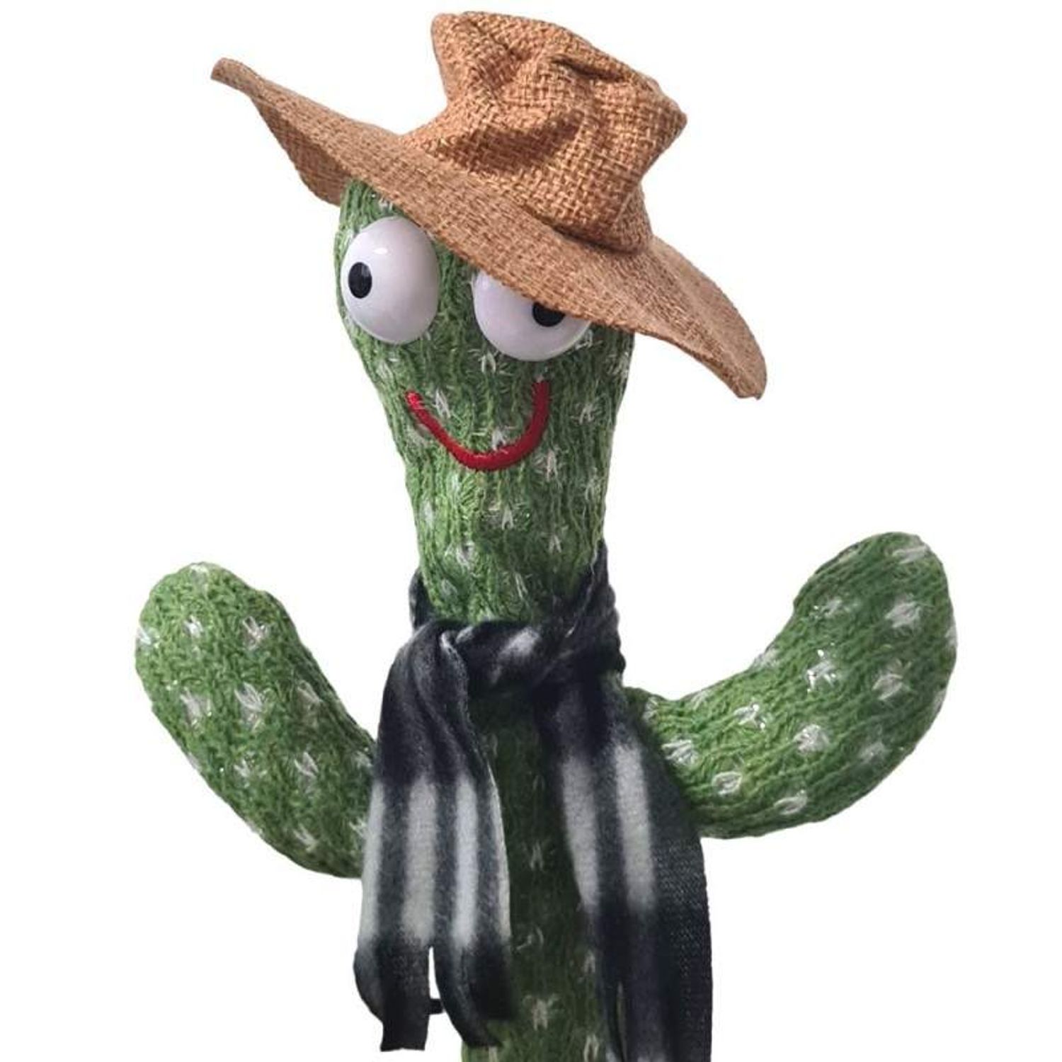 Jucarie interactiva SIKS Cactus Vorbitor, Danseaza, Imita, Canta, Educativ, 32 cm, cu USB, Fular, Palarie Bej fotografia produsului View 3 L