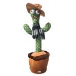 Jucarie interactiva SIKS Cactus Vorbitor, Danseaza, Imita, Canta, Educativ, 32 cm, cu USB, Fular, Palarie Bej fotografia produsului