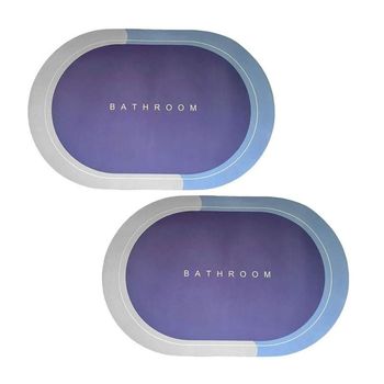 Set 2 X Covor De Baie Antiderapant SIKS, Model „ Bathroom ”, Oval, 57 X 38 Cm, Albastru/Mov