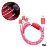 Cablu Incarcare Telefon 3 in 1 SIKS, USB la Micro / Type C / Lightning 1.1m, Rosu fotografia produsului View 2 S