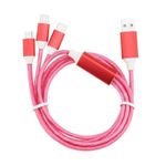 Cablu Incarcare Telefon 3 in 1 SIKS, USB la Micro / Type C / Lightning 1.1m, Rosu fotografia produsului