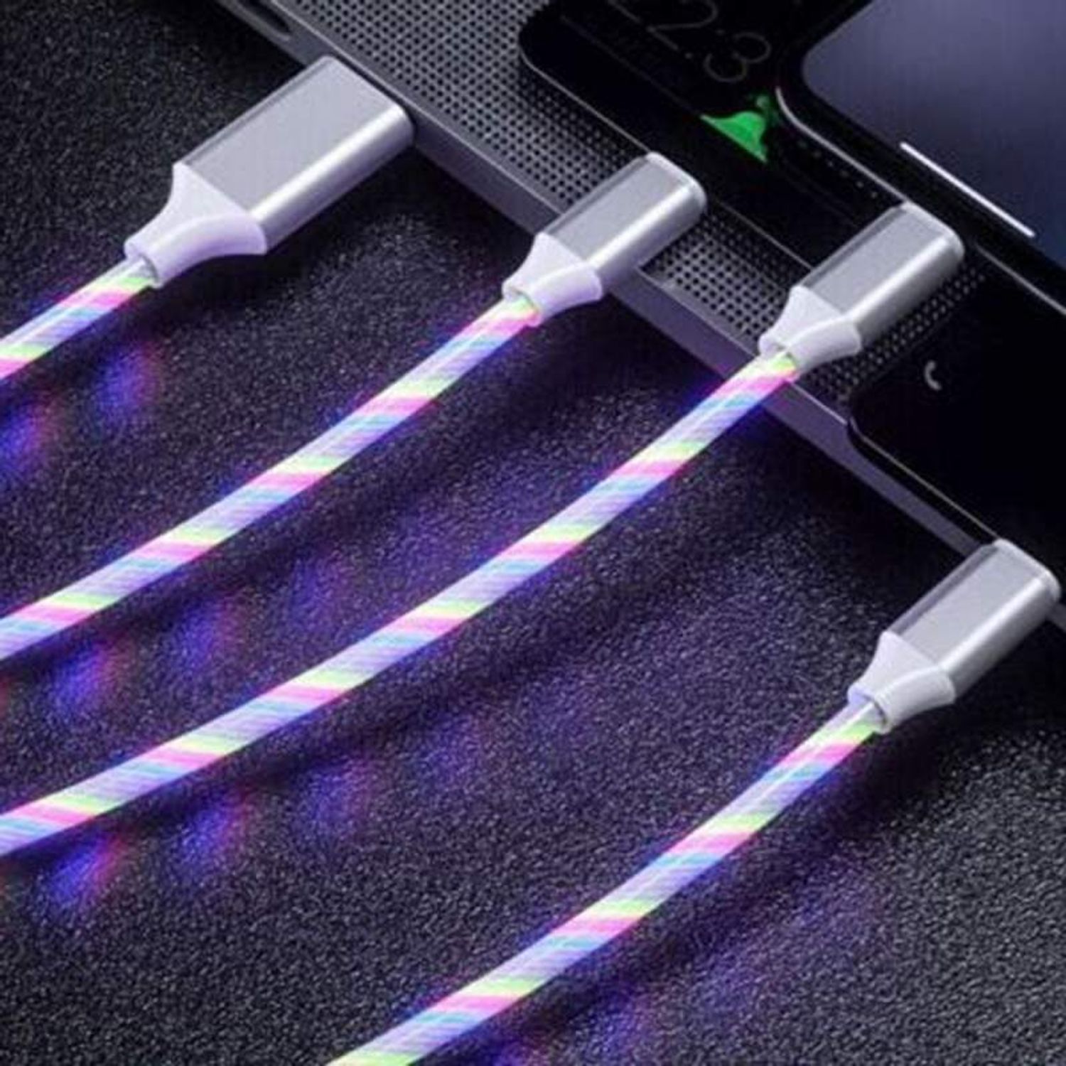 Cablu Incarcare Telefon 3 in 1 SIKS, USB la Micro / Type C / Lightning 1.1m, Gri fotografia produsului View 4 L