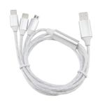 Cablu Incarcare Telefon 3 in 1 SIKS, USB la Micro / Type C / Lightning 1.1m, Gri fotografia produsului