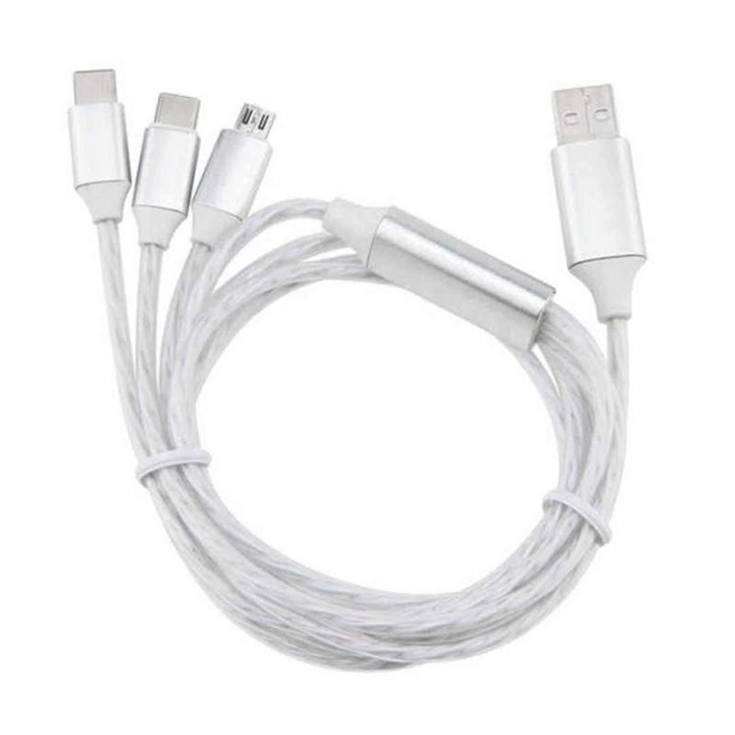 Cablu Incarcare Telefon 3 in 1 SIKS, USB la Micro / Type C / Lightning 1.1m, Gri fotografia produsului