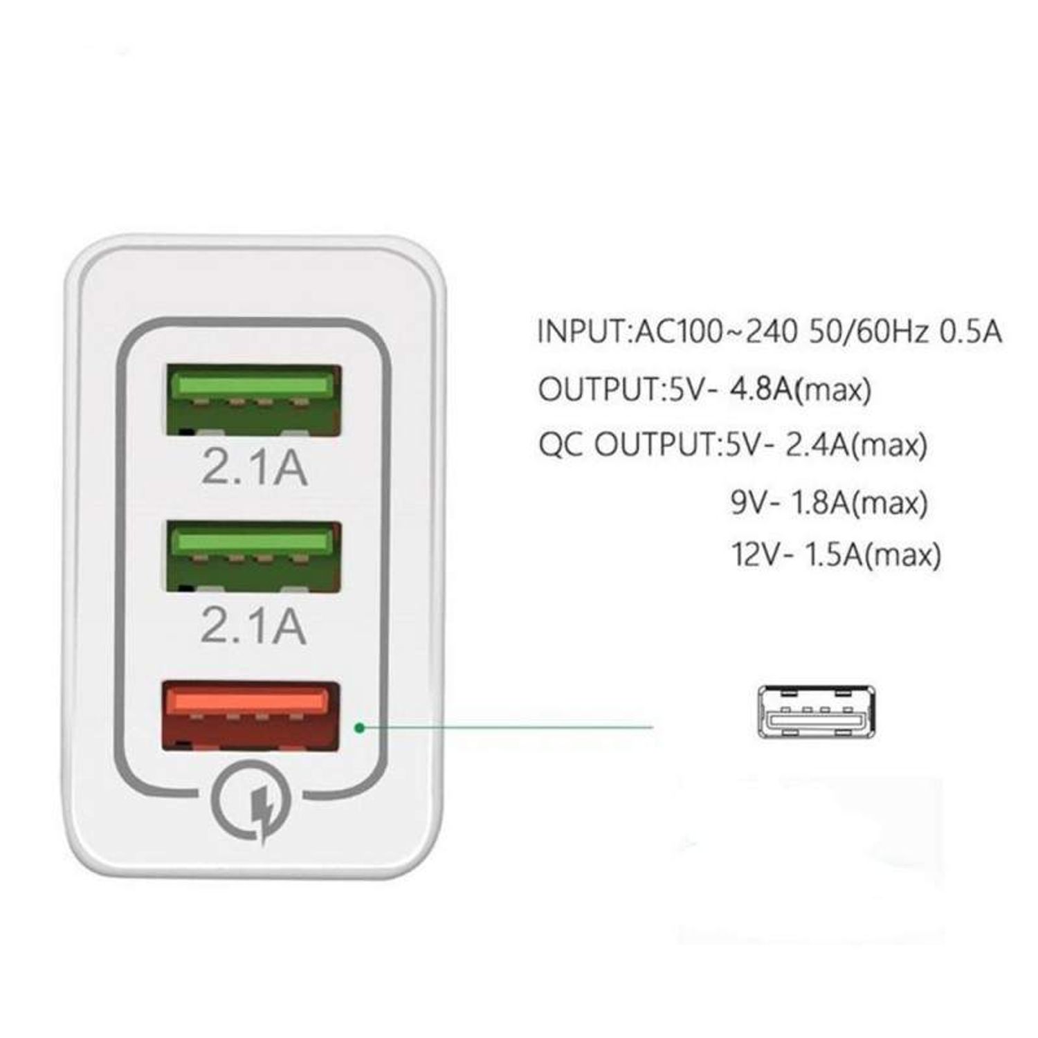 Conector SIKS 3 port-uri USB micro Pentru Telefon, Adaptor retea, Alb fotografia produsului View 3 L