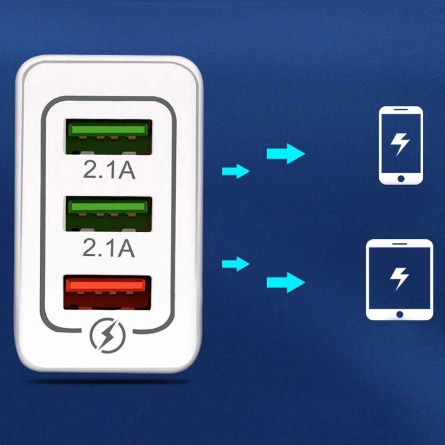 Conector SIKS 3 port-uri USB micro Pentru Telefon, Adaptor retea, Alb fotografia produsului View 6 L