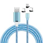 Cablu de incarcare 3in1 SIKS, magnetic, Lightning, Micro-USB, Type-C, Albastru fotografia produsului