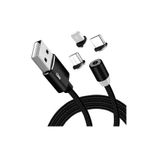 Cablu de incarcare 3in1 SIKS, magnetic, Lightning, Micro-USB, Type-C, Negru fotografia produsului