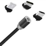 Cablu de incarcare 3in1 SIKS, magnetic, Lightning, Micro-USB, Type-C, Negru fotografia produsului View 6 S