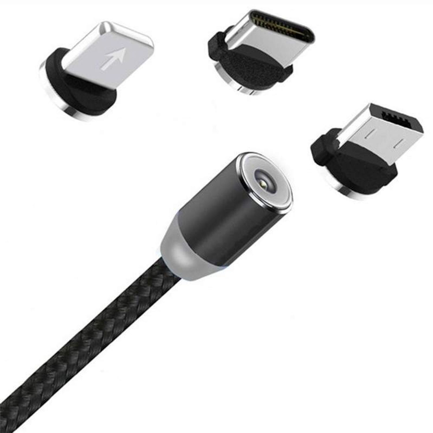 Cablu de incarcare 3in1 SIKS, magnetic, Lightning, Micro-USB, Type-C, Negru fotografia produsului View 6 L